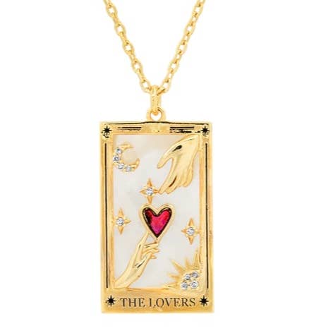 Tarot Card Necklace- Lovers 14K Gold Stainless Steel