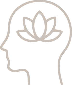 Outline of a head with a lotus flower inside on a white background