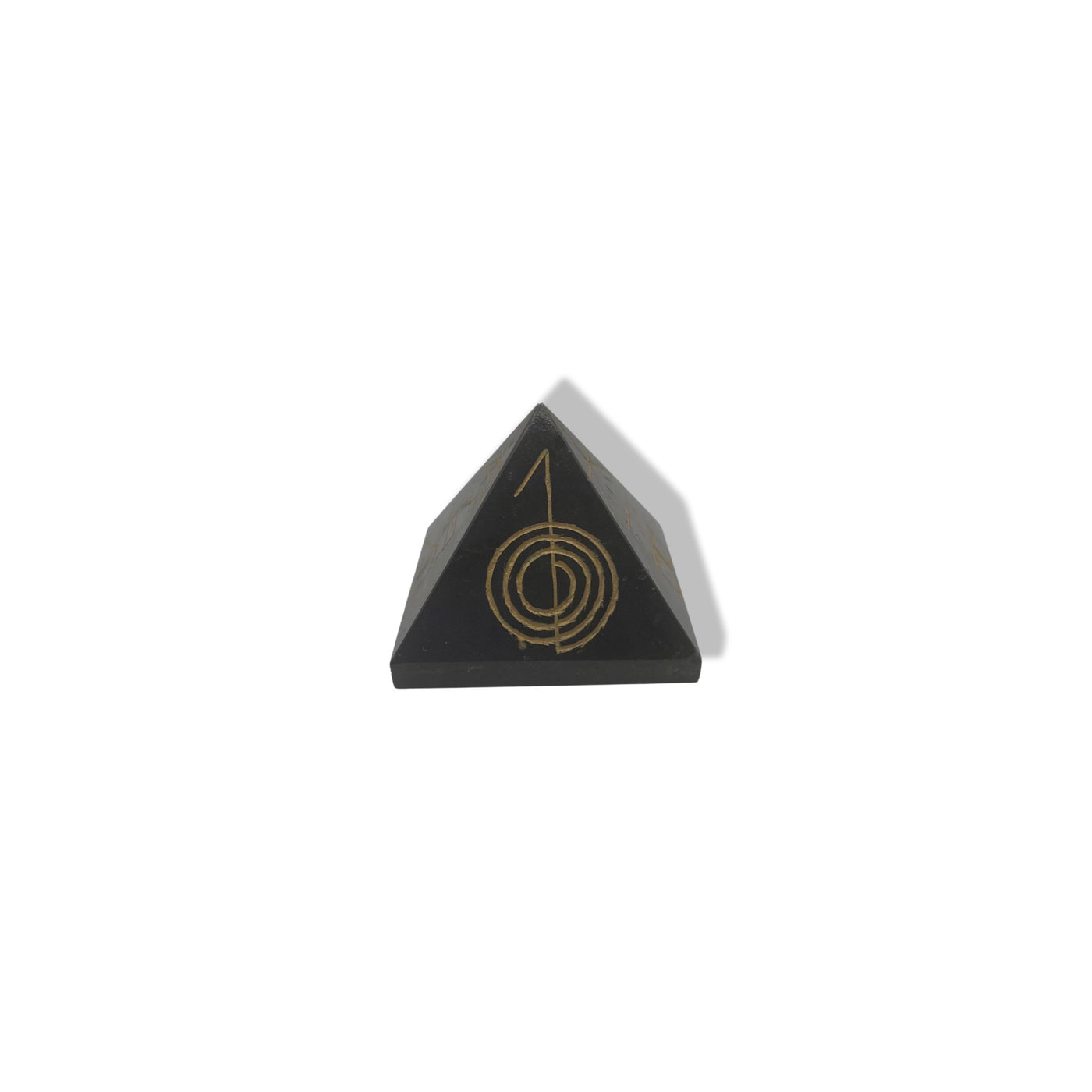 Black Obsidian Pyramid Engraved with Reiki Sign